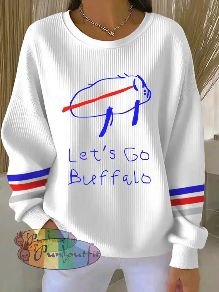 Women’s Go Buffalo Football Fans Lovers Gameday Casual Sweatshirt White / S