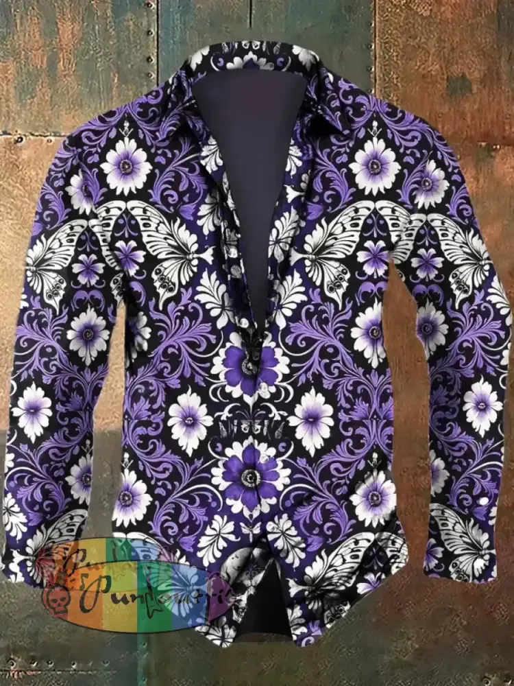 Women’s Halloween Skull Vintage Print Suspender Dress Long Sleeve Shirt / S