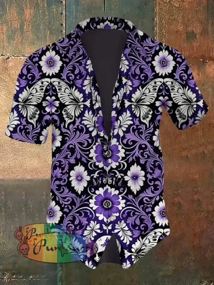 Women’s Halloween Skull Vintage Print Suspender Dress Short Sleeve Shirt / S