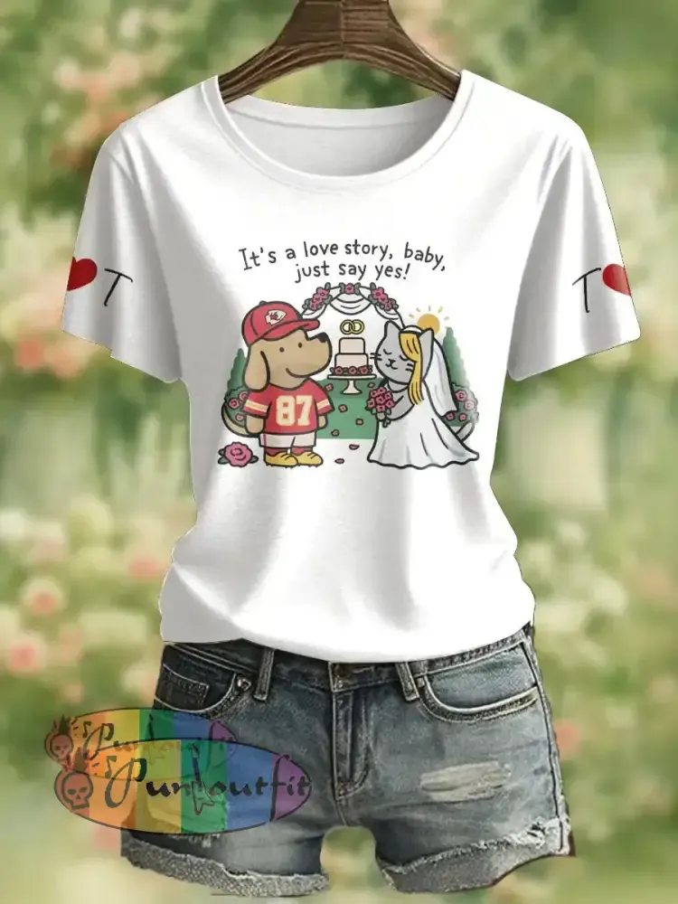 Women’s It’s A Love Story Printed T Shirt White / S