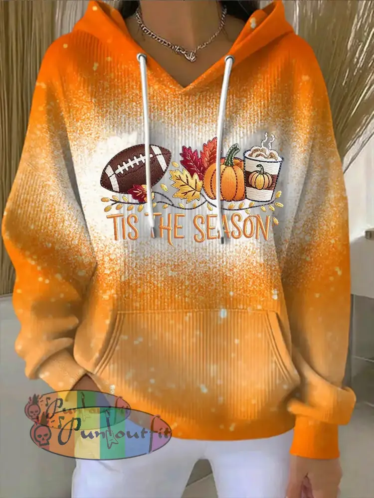 Women’s It’s The Season Football Hoodie Orange / S