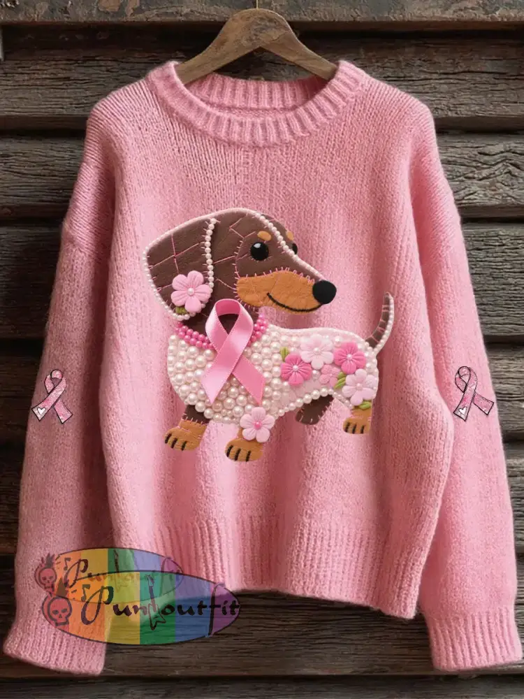Women’s Pink Ribbon Print Casual Top Pink / S