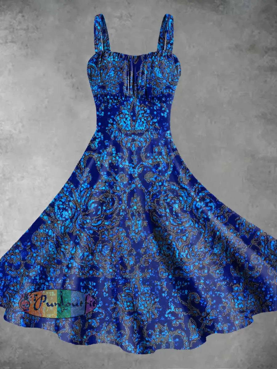 Women’s Retro Graphic Print Slip Dress As Picture / S