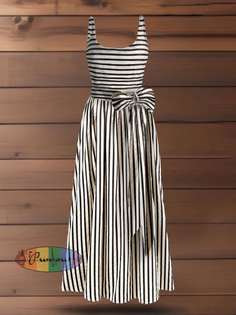 Women’s Striped Casual Dress Beige / S