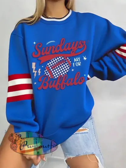 Women’s Sundays Are For Bufallo Football Fans Lovers Gameday Casual Sweatshirt Blue / S