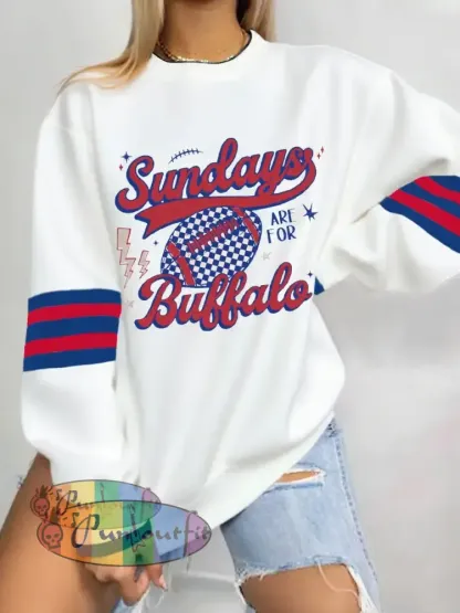 Women’s Sundays Are For Bufallo Football Fans Lovers Gameday Casual Sweatshirt White / S