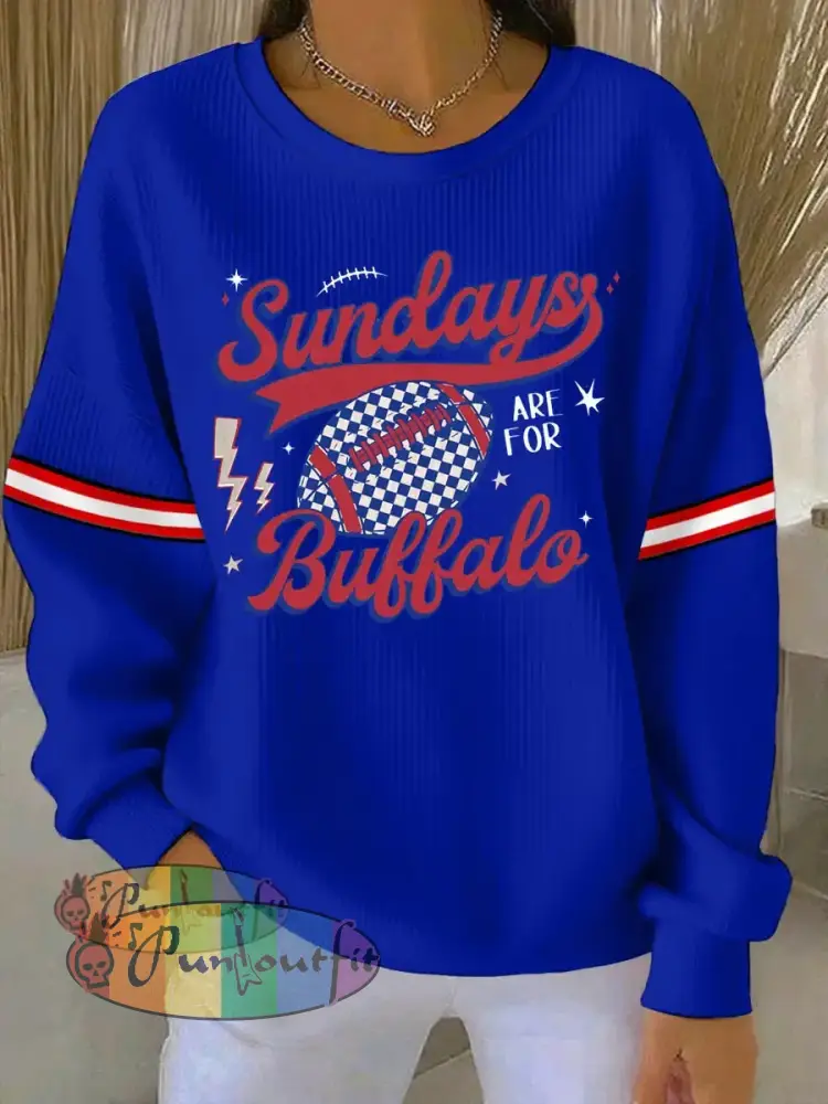 Women’s Sundays Are For Buffalo Football Fans Lovers Gameday Casual Sweatshirt Blue / S