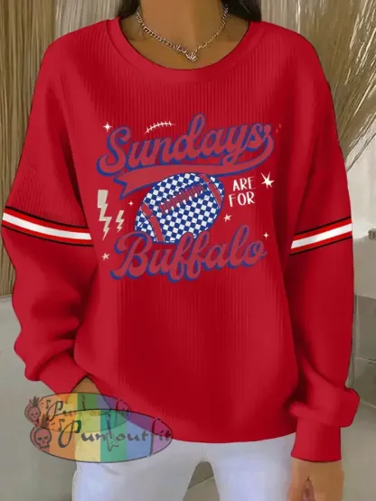 Women’s Sundays Are For Buffalo Football Fans Lovers Gameday Casual Sweatshirt Red / S