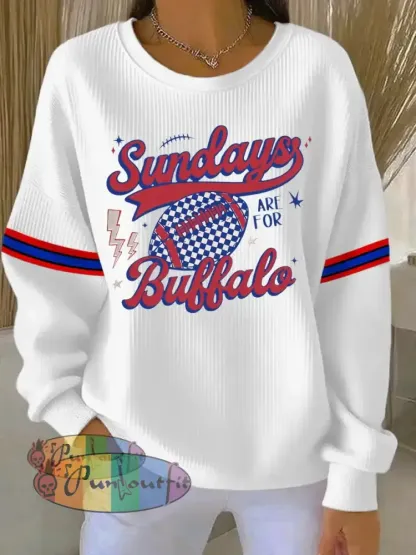 Women’s Sundays Are For Buffalo Football Fans Lovers Gameday Casual Sweatshirt White / S