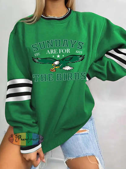 Women’s Sundays Are For The Birds Football Fans Lovers Gameday Casual Sweatshirt Green / S