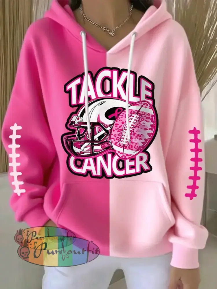 Women’s Tackle Breast Cancer Football Gameday Breast Cancer Awareness Support Hoodie Pink / S