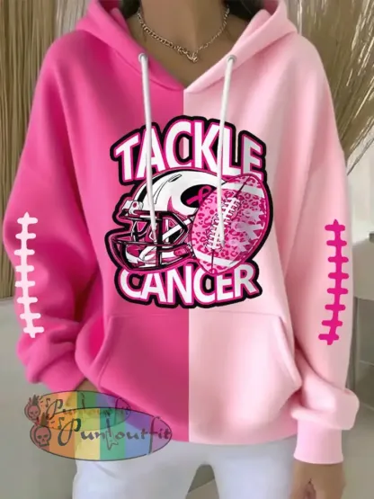 Women’s Tackle Breast Cancer Football Gameday Breast Cancer Awareness Support Hoodie Pink / S