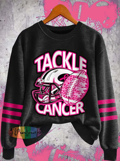 Women’s Tackle Breast Cancer Football Gameday Breast Cancer Awareness Support Sweatshirt Black / S