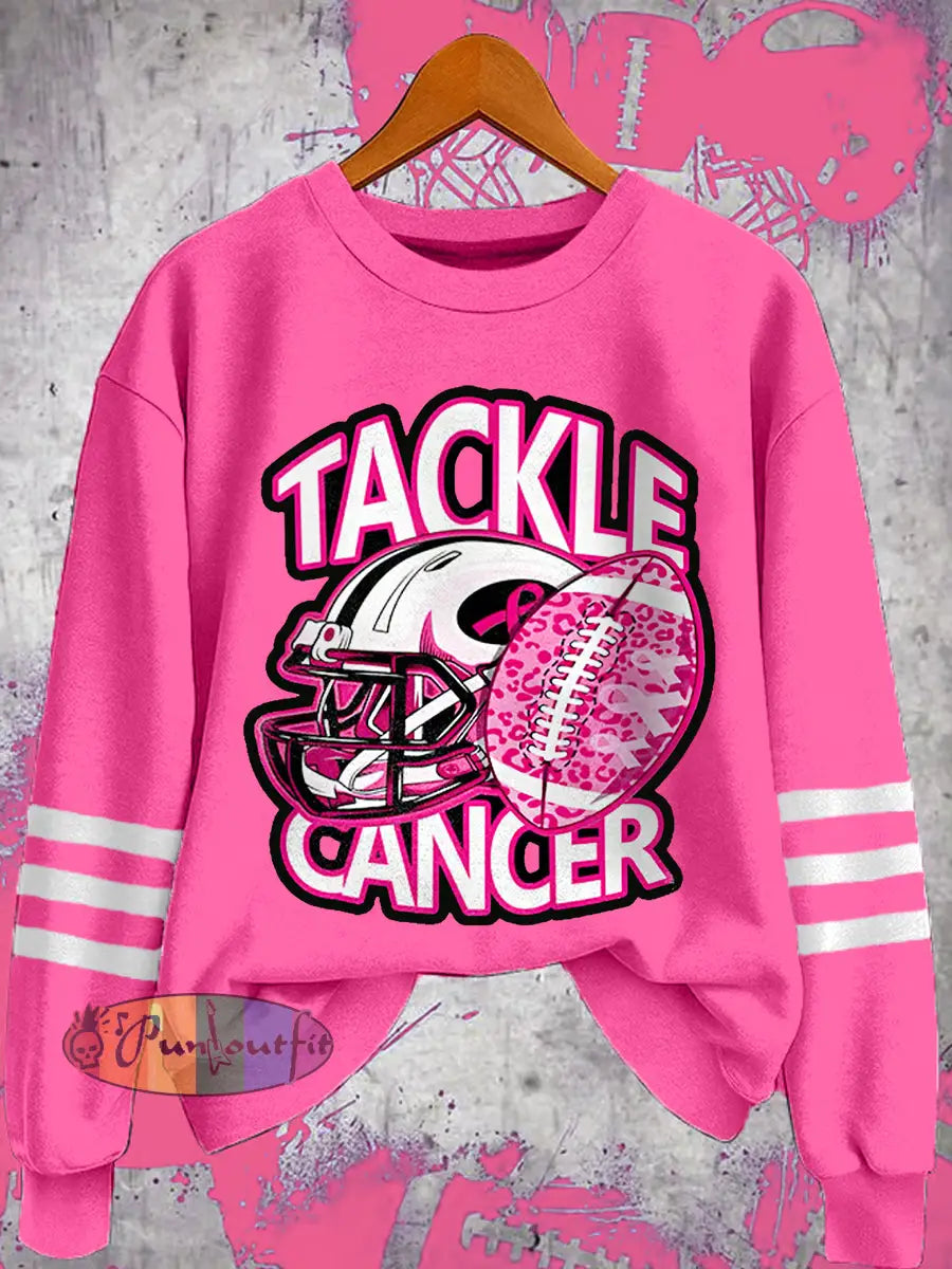 Women’s Tackle Breast Cancer Football Gameday Breast Cancer Awareness Support Sweatshirt Rose Red / S