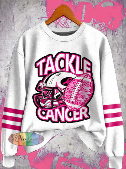 Women’s Tackle Breast Cancer Football Gameday Breast Cancer Awareness Support Sweatshirt White / S