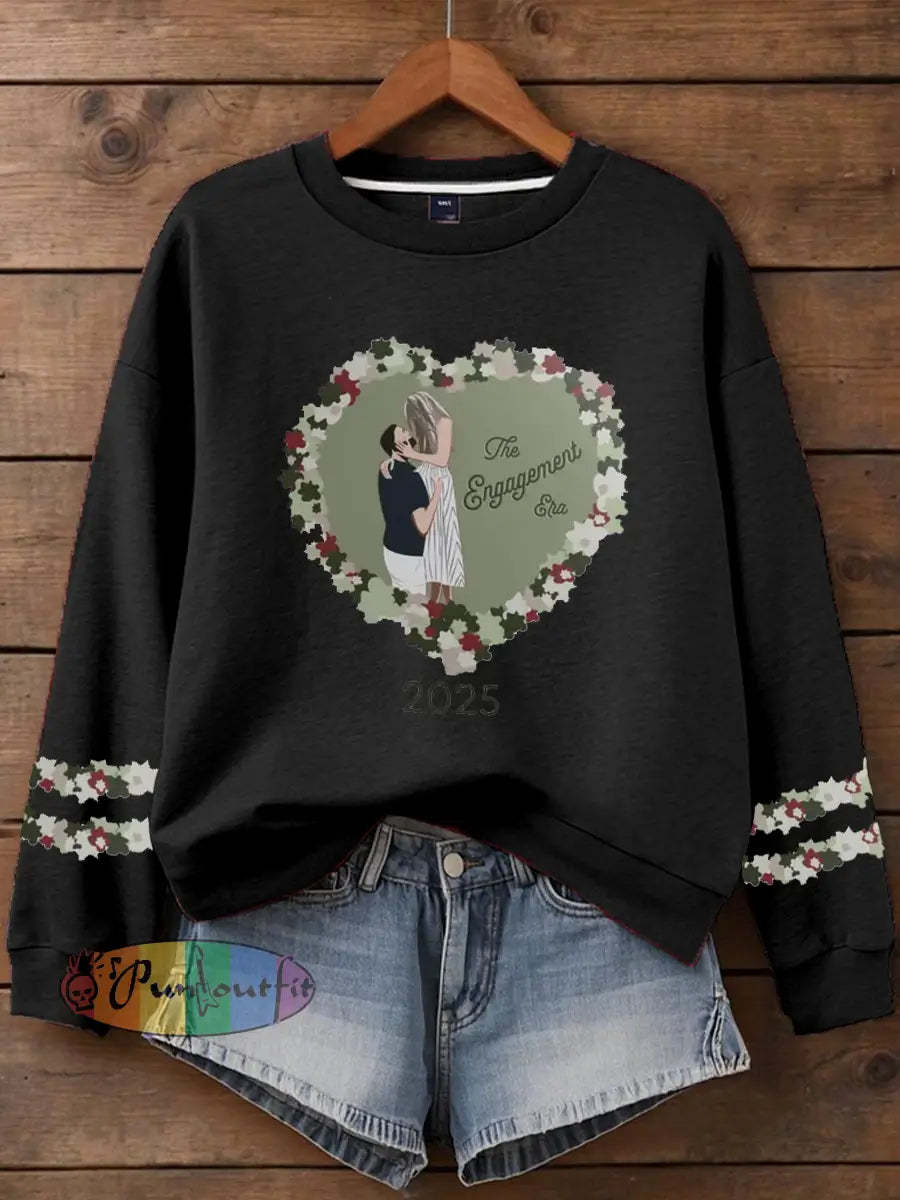 Women’s Taylor Swift and Travis Kelce Engagement Regular Sweatshirt Black / S