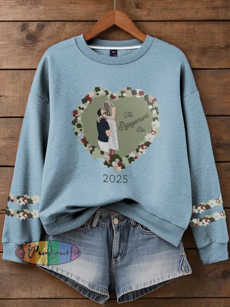 Women’s Taylor Swift and Travis Kelce Engagement Regular Sweatshirt Light Blue / S