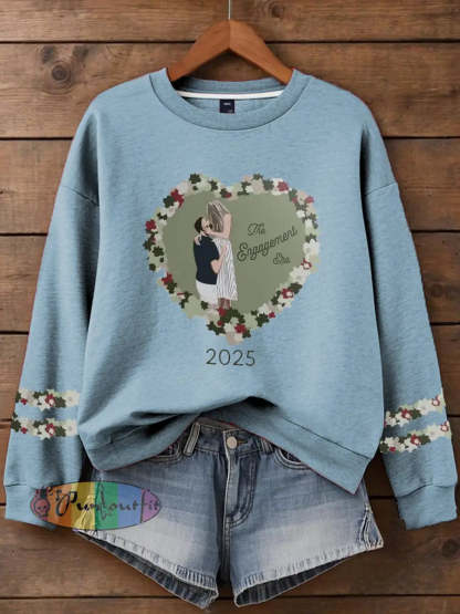 Women’s Taylor Swift and Travis Kelce Engagement Regular Sweatshirt Light Blue / S