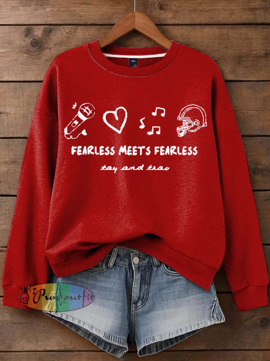 Women’s Taylor Swift and Travis Kelce Engagement Regular Sweatshirt Red / S