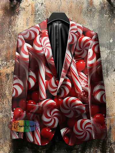 3D Holiday Lollipops Print Gothic Jacket Red / S