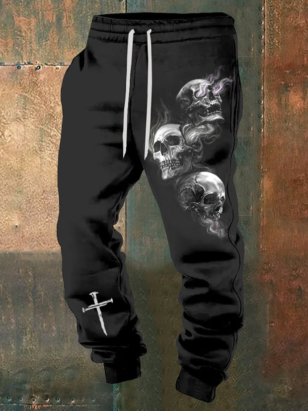 Men's Dark Skull Print Sweatpants