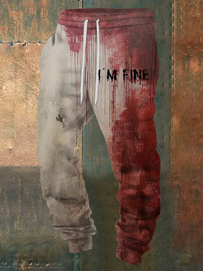 Men's Bloody I'm Fine Halloween Print Sweatpants