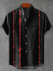 Red Iron Thorn Decorative Pattern Casual 100% Cotton Shirt