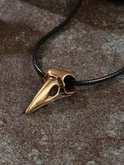 Unisex Punk Metal Skull Crow Head Pendant Necklace