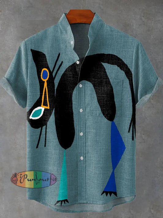 Cat Abstract Digital Art Contrasting Colors Painting Vintage Art Print Casual 100% Cotton Shirt Multicolor / S NEW IN