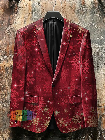 Christmas Style Snowflake Ink Print Gothic Jacket Red / S