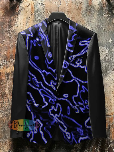 Dark Style 3D Color Lines Print Gothic Jacket Purple / S