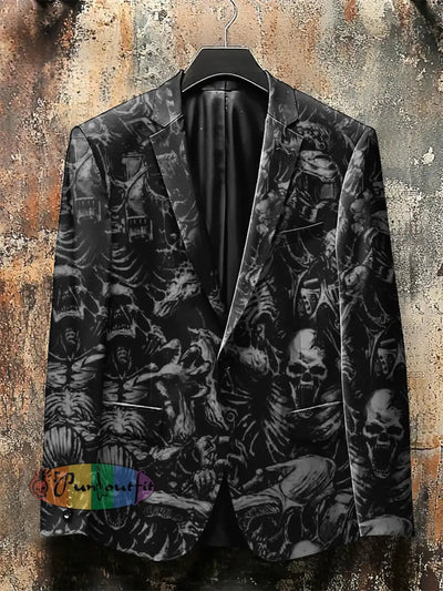 Dark Style 3D Skull Print Gothic Jacket Black / S