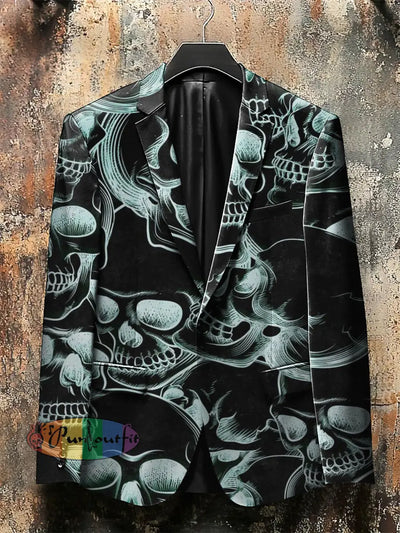 Dark Style 3D Skulls Print Gothic Jacket Black / S