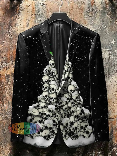 Dark Style 3D Snow Skeleton Print Gothic Jacket Black / S