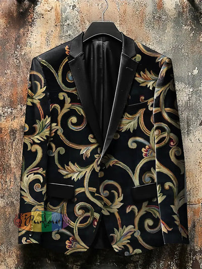 Dark Style Abstract Baroque Print Gothic Jacket Black / S