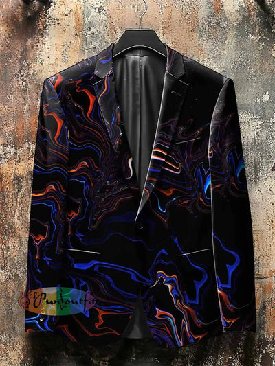 Dark Style Abstract Water Pattern Print Gothic Jacket Black / S