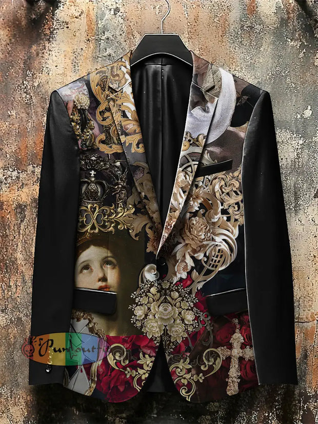 Dark Style Baroque Collage Print Gothic Jacket Colorful / S