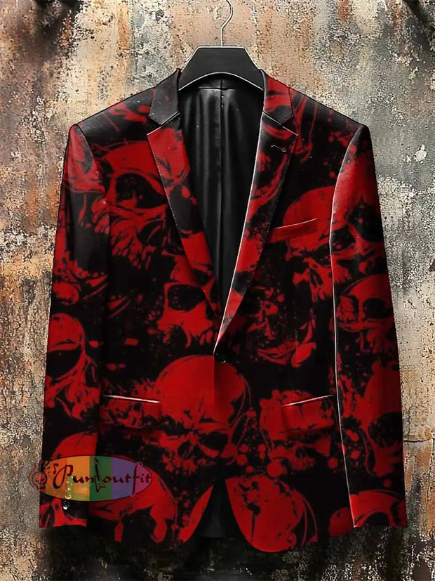 Dark Style Blood Skull Print Gothic Jacket Red / S