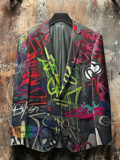 Dark Style Color Graffiti Print Gothic Jacket Colorful / S