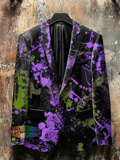 Dark Style Color Ink Print Gothic Jacket Colorful / S