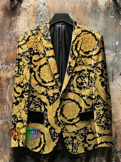 Dark Style Gorgeous Patterns Print Gothic Jacket Yellow / S