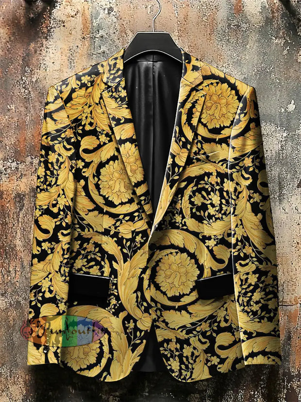 Dark Style Gorgeous Patterns Print Gothic Jacket Yellow / S