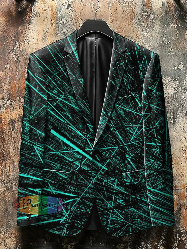 Dark Style Lacer Lines Print Gothic Jacket Green / S