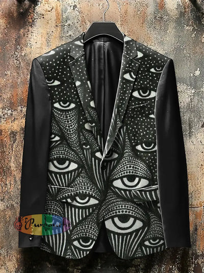 Dark Style Magic Eyes Print Gothic Jacket Black / S