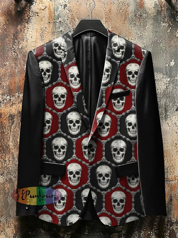 Dark Style Mechanical Skeleton Print Gothic Jacket Colorful / S