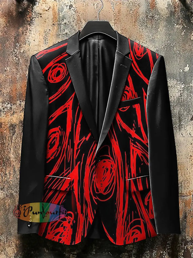 Dark Style Monster Eyes Print Gothic Jacket Red / S