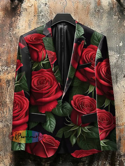 Dark Style Rose Print Gothic Jacket Colorful / S