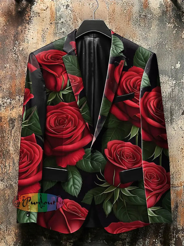 Dark Style Rose Print Gothic Jacket Colorful / S