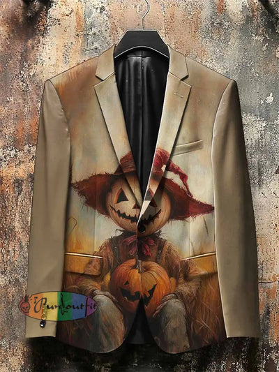 Dark Style Scary Scarecrow Print Gothic Jacket Colorful / S