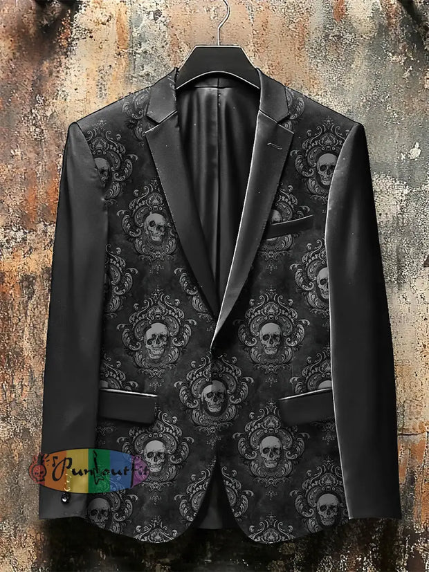 Dark Style Skull Print Gothic Jacket Black / S